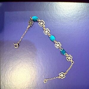 Elegant Silver and Blue Floral Bracelet